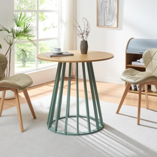 Esstisch Lensuu 76x Ø80 cm Pastellgrün/Eiche [en. casa]