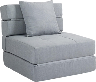 HOMCOM Sessel Einzelsofa mit Kissen, Klappsessel, 2-in-1 Design (Schlafsessel, 1-St, Bettsessel), bis 120 kg Belastbar, Blau
