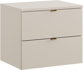 Lomadox Waschbeckenschrank DURANGO-56 Waschtischunterschrank 60cm, kaschmir, 2 Schubladen, Softclose