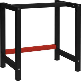 Werkbankgestell Metall 80x57x79 cm Schwarz und Rot