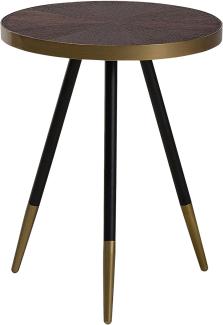 Beistelltisch dunkler Holzfarbton / gold ⌀ 44 cm RAMONA