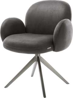 Drehstuhl Nube-Flex mit Armlehnen Mikrofaser Anthrazit Vintage Kreuzgestell breit Graphit 360° drehbar Wippfunktion Taschenfederkern