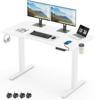 Mondeer Schreibtisch Höhenverstellbar Elektrisch, mit 3 Speichereinstellungen, USB-Ladeanschluss, 120x60 cm