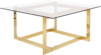 Couchtisch Glas Gold quadratisch 80x80 cm CRYSTAL