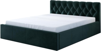 Polsterbett VOG 180x200 mit Matratze, Bettkasten und Lattenrost. Farbe: Dunkelgrun 10