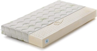 Marcapiuma - Kinderbettmatratze 70x140 Höhe 12 cm - Teddy - Kindermatratze 100% Latex Abziehbar Aloe Vera Bezug gegen Milbe waschbar bei 60° antiallergen und Atmungsaktiv - 100% Made in Italy