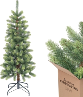 Salcar Künstlicher Weihnachtsbaum Künstlicher Weihnachtsbaum Schmal Tannenbaum aus 100% PE Christbaum, Nordmanntanne, 120cm mit 212 Spitzen, Grün und Zartgrün