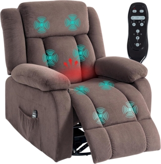 HOMCOM Massagesessel 8 Vibrationspunkte, 5 Modi (Relaxsessel, 1-St, Fernsehsessel), Massage- und Wärmefunktion, Braun