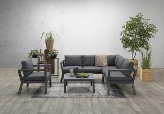 Garden Impressions Ecklounge-Set "Collins" inkl. Eckbank, Sessel, Tisch und Kissen, grau