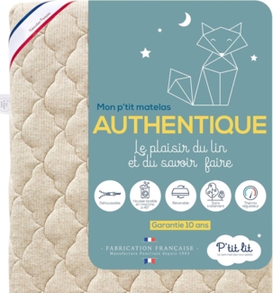 P'tit Lit Kindermatratze 70x140 cm Leinen pflanzlichen Ursprungs: natürlich klimaregulierender abnehmbarer Bezug Oeko-Tex®