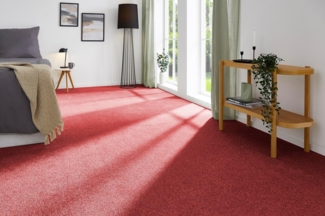 andiamo Teppichboden Izmir für Wohnzimmer und Kinderzimmer - Teppichboden Meterware zum Verlegen - Teppichbelag mit hoher Trittschalldämmung - weicher Teppichboden 400x300 cm Rot