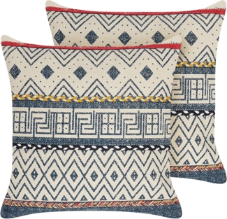 Kissen 2er Set Geometrisches Muster SOUK Baumwolle 50 x 50 cm Kupfer