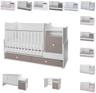 Lorelli Babybett 4 in 1 Trend Plus NEW Schaukelfunktion Jugendbett Schreibtisch hellgrau