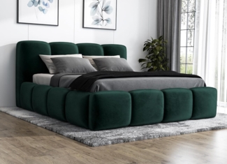 Polsterbett DONA 140x200 mit Matratze, Bettkasten und Lattenrost. Farbe: Dunkelgrun 10