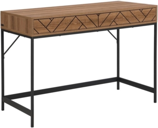 Vente-unique - Wandkonsole mit 2 Schubladen - MDF & Stahl - Holzfarben & Schwarz - CARATANA