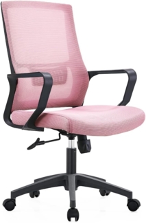 Shally Dogan Ergonomischer Drehstuhl mit Lendenwirbelstütze, Schreibtischstuhl, Arbeitszimmerstuhl, höhenverstellbar, stabile Schwarze Basis, schweißfeste Rückenlehne (Rosa)