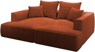 Vente-unique - Sofa 3-Sitzer - tiefe Komfortsitzfläche - grob gerippter Cord - Terracotta - PINETA