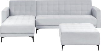 Modul Eckschlafsofa ABERDEEN Samtstoff Hellgrau 4-Sitzer rechtsseitig