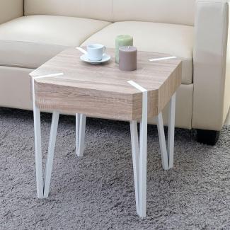 Couchtisch Kos T574, 52 x 50 x 50 cm, FSC-zertifiziert Eiche, helle Metall-Füße