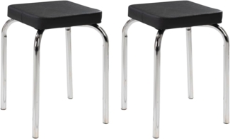 HAKU Sitzhocker Stapelhocker PIK, 2er Set, Schwarz, Kunstleder, stapelbar