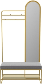 Vente-unique - Garderobe mit Bank, Spiegel & 1 Ablage - Metall - Goldfarben - AZELIA