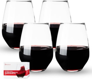 Spiegelau Authentis Casual Universalbecher XXL, 4er Set, Weinglas, Rotweinglas, Weißweinglas, Wein, Glas, Kristallglas, H 12. 9 cm, 630 ml, 4800277