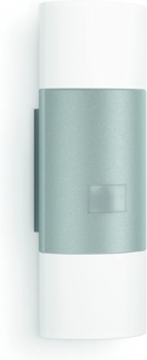 Steinel LED-Außenwandleuchte L 910 S silber, 180°-Infrarot-Bewegungsmelder, max. 12 m, 3000 K warmweiß, Up-/Downlight
