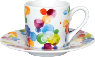 Könitz Espresso Tasse Colourful Cast Bubbles, Espressotasse, Tasse mit Untertasse, Porzellan, Bunt, 85 ml, 11 5 053 2708