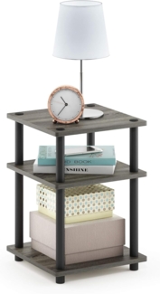 Furinno Mehrzweckregal, Einfache Montage, mit 3 Ebenen, holz, Französische Eiche Grau/Schwarz, 37.08 x 37.08 x 52.58 cm