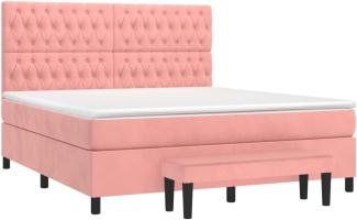 vidaXL Boxspringbett mit Matratze Rosa 180x200 cm Samt 3138042