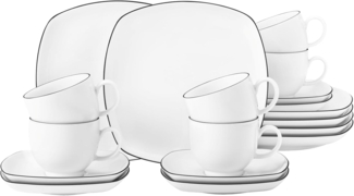 Seltmann Weiden Lido Black Line Kaffeeservice eckig 18-teilig