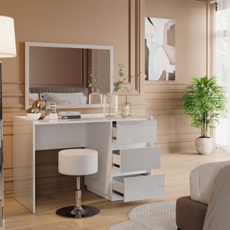 Schminktisch Marla Weiß Hochglanz 120 cm mit Hocker Vicco