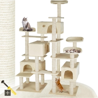 tectake Kratzbaum Katzenbaum Entissar 214 cm Diverse Farben, Vielseitig mit robusten Sisalstangen und Plüschoberfläche