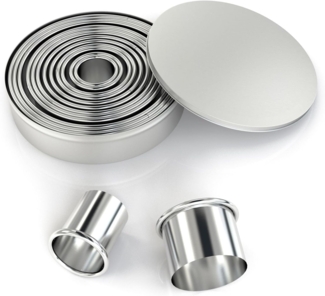 Intirilife Ausstechform, Edelstahl, (12-St, 12x Ausstechformen), 12-teiliges Ausstechformen Set mit Aufbewahrungsbox Cutter Ringe Rund