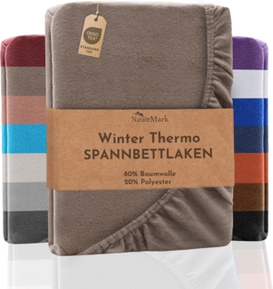 NatureMark Spannbettlaken Winter Thermo Fleece Spannbettlaken, 80% Baumwolle und 20% Polyester, Gummizug: rundum, (1 Stück), 140 x 200 cm bis 160 x 200 cm - Sand