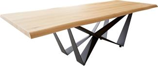 Esstisch Edge 260x100 Eiche Natur Spider Flachstahl Schwarz Live-Edge