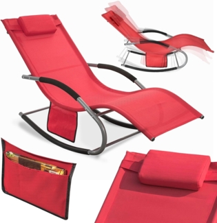 SoBuy Swingliege Gartenliege mit Tasche und Kopfkissen atmungsaktiv und luftig Schaukelliege Sonnenliege Liegestuhl für Gärten, Höfe, Strände, Balkone Rot 150 kg Belastung OGS28-R