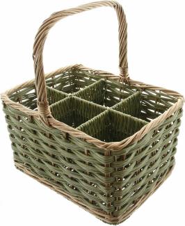 Flaschenkorb für 6 Flaschen Korb Weidengeflecht Aufbewahrungskorb Picknick grün