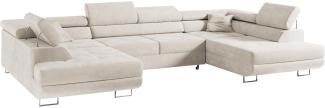 MKS MÖBEL Ecksofa GUSTAW U, Set, Wellenfedern, T30-Schaum, Bettkästen, Kopfstützen, Wohnzimmer - Wohnlandschaft, U-Form Couch mit Schlaffunktion