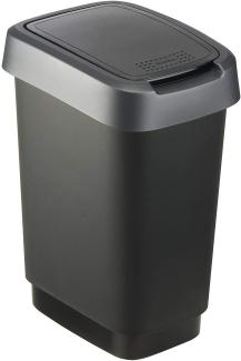 Rotho 'Twist' Swingeimer, schwarz/dunkelsilber, 10 L