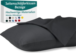Seitenschläferkissen Bezug 40x145 Mikrofaser Premium 2er Set Kissenbezug Deko für Kissen Bett/Sofa Stoff Weicher Resistent Hypoallergen Anti-Milben Kopfkissenbezug Verdecktem Zip Voll Waschbar