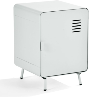 MEUBLE COSY Nachttisch mit Ablagen und Tür Beistelltische Wohnzimmerschränke Nachtkonsole Sofatisch aus Metall fürs Wohnzimmer Schlafzimmer Arbeitszimmer, Industrial Style, Weiß