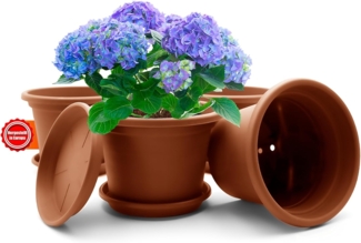 BigDean 4 Stück Blumentopf mit Untersetzer rund ø 30 cm Terracotta – wetterfester Pflanzkübel Made in Europe