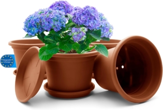 BigDean 4 Stück Blumentopf mit Untersetzer rund ø 30 cm Terracotta – wetterfester Pflanzkübel Made in Europe