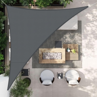 HENG FENG Sonnensegel Wasserdicht Dreieckig 3 x 3 x 4.25 m,Sonnenschutz Wetterfest PES Polyester,Windschutz Wasserabweisend mit 95% UV-Schutz für Balkon Garten Terrasse,Anthrazit