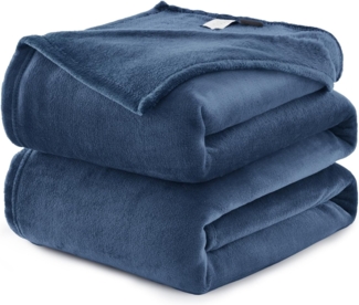WAVVE Kuscheldecke Flauschig Decke Fleecedecke - Sofadecke 230x270 cm Wohndecke Couchdecke, Grau Blau Decke Sofa Leicht, Groß Decke Riesig Sofaüberwurf Weich