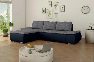 Stylefy Olin Ecksofa Strukturstoff BERLIN Kunstleder MADRYT Grau Schwarz Links