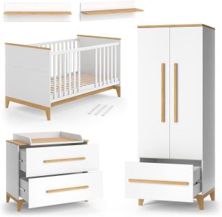 Vitalispa Kinderzimmer-Set Weiß/Eiche 4er Set, Malia