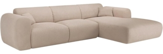 Vente-unique - Großes Ecksofa - Ecke rechts - Samt-Stoff - Beige - POGNI von Maison Céphy