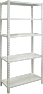 Simon Rack Schwerlastregal, 1800 x 800 x 300 mm, Bis 70 kg Belastbar, 5 Verstellbare Ablagen, Kellerregal, Lagerregal, Weiss - Ecoclick